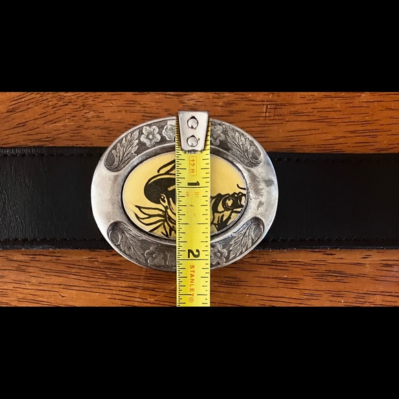Black Leather Belt with 1950 Western Golden Age of Television actors - Picture 11 of 13